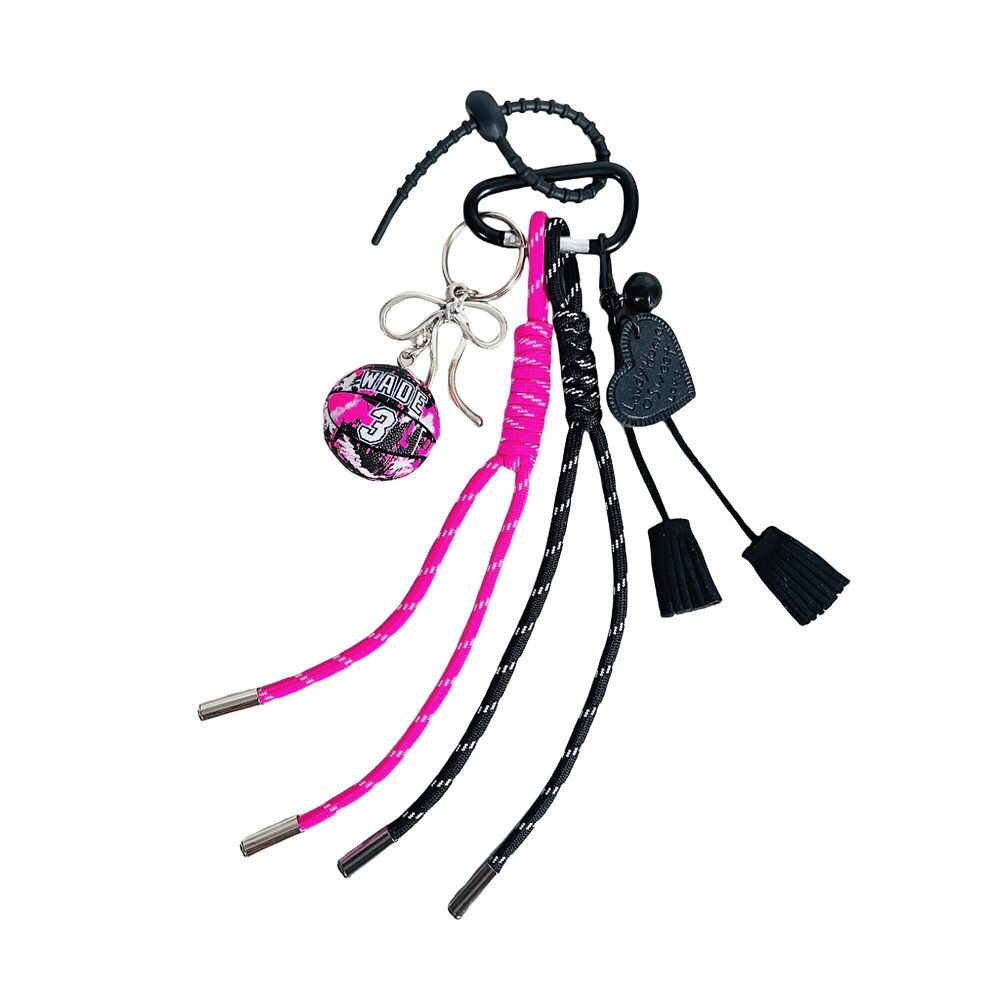 6320 Cute Pink Basketball Braided Keychain Bag Charms for Handbag Purse